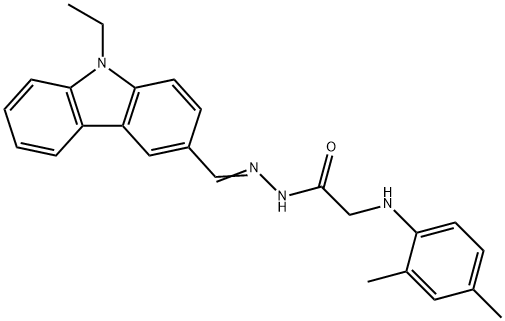 2-[(2,4-dimethylphenyl)amino]-N'-[(9-ethyl-9H-carbazol-3-yl)methylene]acetohydrazide (non-preferred name) Struktur