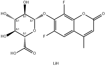 β-D-Glucopyranosiduronic acid, 6,8-difluoro-4-methyl-2-oxo-2H-1-benzopyran-7-yl, monolithium salt (9CI) Struktur