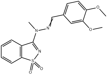 3,4-dimethoxybenzaldehyde (1,1-dioxido-1,2-benzisothiazol-3-yl)(methyl)hydrazone Struktur