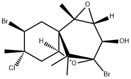 6H-3,8a-Methanooxireno[d][1]benzoxepin-2-ol, 3,7-dibromo-6-chlorooctahydro-6,8b,9,9-tetramethyl-, (1aR,2R,3S,4aS,6S,7S,8aR,8bS)- Struktur