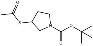 1-Pyrrolidinecarboxylic acid, 3-(acetylthio)-, 1,1-dimethylethyl ester Struktur