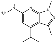 6-hydrazinyl-4-isopropyl-1,3-dimethyl-1H-pyrazolo[3,4-b]pyridine Struktur