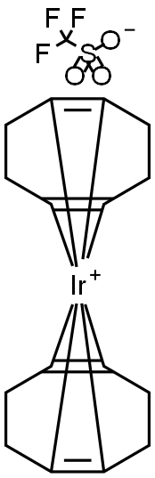 bis[(1,2,5,6-Eta)-1,5-cyclooctadiene]-iridium(1+) salt with trifluoromethanesulfonic acid Struktur