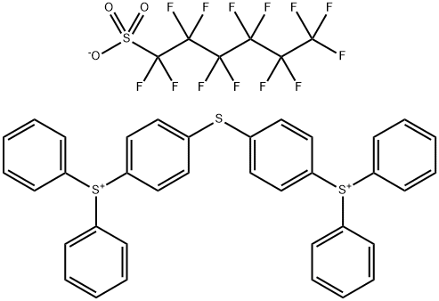 Sulfonium, (thiodi-4,1-phenylene)bis[diphenyl-, salt with 1,1,2,2,3,3,4,4,5,5,6,6,6-tridecafluoro-1-hexanesulfonic acid (1:2) (9CI) Struktur