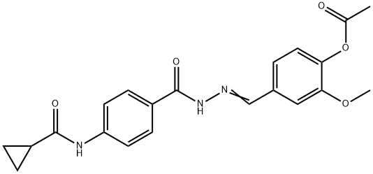 4-(2-{4-[(cyclopropylcarbonyl)amino]benzoyl}carbonohydrazonoyl)-2-methoxyphenyl acetate Struktur