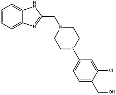 Benzenemethanol, 4-[4-(1H-benzimidazol-2-ylmethyl)-1-piperazinyl]-2-chloro- Struktur