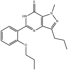 7H-Pyrazolo[4,3-d]pyrimidine-7-thione, 1,6-dihydro-1-methyl-5-(2-propoxyphenyl)-3-propyl- Struktur