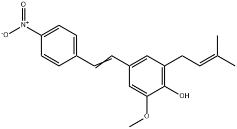 2-Methoxy-6-(3-methyl-2-buten-1-yl)-4-[2-(4-nitrophenyl)vinyl]phenol Struktur