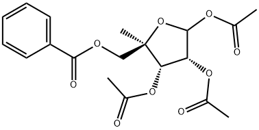 5-O-Benzoyl-1,2,3-tri-O-acetyl-4-C-methyl-D-ribofuranose Struktur