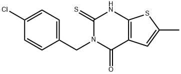 3-[(4-chlorophenyl)methyl]-6-methyl-2-sulfanylidene-1H-thieno[2,3-d]pyrimidin-4-one Struktur