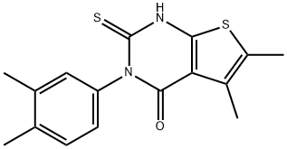 3-(3,4-dimethylphenyl)-5,6-dimethyl-2-sulfanylidene-1H-thieno[2,3-d]pyrimidin-4-one Struktur