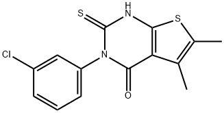 3-(3-chlorophenyl)-5,6-dimethyl-2-sulfanylidene-1H-thieno[2,3-d]pyrimidin-4-one Struktur