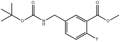 Benzoic acid, 5-[[[(1,1-dimethylethoxy)carbonyl]amino]methyl]-2-fluoro-, methyl ester Struktur