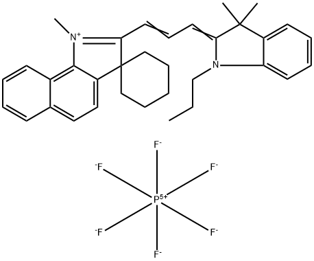 2-[3-(1,3-Dihydro-3,3-dimethyl-1-propyl-2H-indol-2-ylidene)-1-propen-1-yl]-1-methyl-spiro[3H-benz[g]indolium-3,1'-cyclohexane] hexafluorophosphate (1:1) Struktur