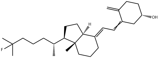 Cyclohexanol, 5-[(2E)-2-[(1R,3aS,7aR)-1-[(1R)-5-fluoro-1,5-dimethylhexyl]octahydro-7a-methyl-4H-inden-4-ylidene]ethylidene]-4-methylene-, (1S)- Struktur