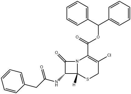 5-Thia-1-azabicyclo[4.2.0]oct-2-ene-2-carboxylic acid, 3-chloro-8-oxo-7-[(2-phenylacetyl)amino]-, diphenylmethyl ester, (6R,7R)- Struktur