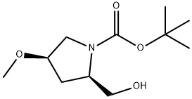 (2R,4R)-tert-butyl 2-(hydroxymethyl)-4-methoxypyrrolidine-1-carboxylate Struktur