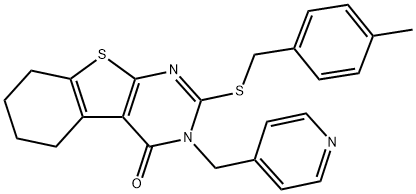 2-[(4-methylphenyl)methylsulfanyl]-3-(pyridin-4-ylmethyl)-5,6,7,8-tetrahydro-[1]benzothiolo[2,3-d]pyrimidin-4-one Struktur