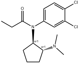 rel-N-(3,4-Dichlorophenyl)-N-[(1R,2R)-2-(dimethylamino)cyclopentyl]propenamide Struktur