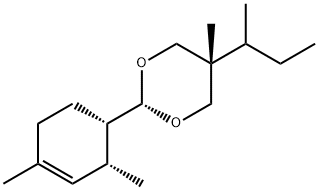 1,3-Dioxane, 2-[(1S,2R)-2,4-dimethyl-3-cyclohexen-1-yl]-5-methyl-5-(1-methylpropyl)-, cis- Struktur