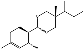 1,3-Dioxane, 2-[(1R,2R)-2,4-dimethyl-3-cyclohexen-1-yl]-5-methyl-5-(1-methylpropyl)-, cis- Struktur