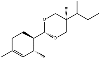 1,3-Dioxane, 2-[(1R,2R)-2,4-dimethyl-3-cyclohexen-1-yl]-5-methyl-5-(1-methylpropyl)-, trans- Struktur