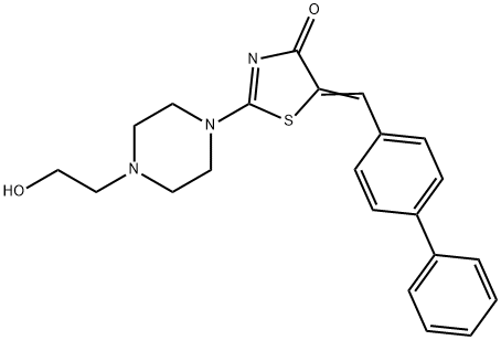 5-([1,1'-biphenyl]-4-ylmethylene)-2-[4-(2-hydroxyethyl)-1-piperazinyl]-1,3-thiazol-4(5H)-one Struktur