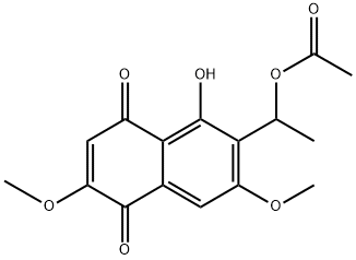 2,7-Dimethoxy-6-(1-acetoxyethyl)juglone Struktur