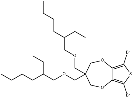 6,8-dibromo-3,3-bis(2-ethylhexyloxymethyl)-3,4-dihydro-2H-thieno[3,4-b][1,4]dioxepine Struktur