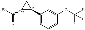 trans-2-(3-(trifluoromethoxy)phenyl)cyclopropane-1-carboxylic acid Struktur