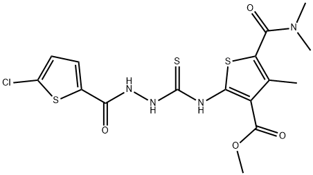 methyl 2-(2-(5-chlorothiophene-2-carbonyl)hydrazinecarbothioamido)-5-(dimethylcarbamoyl)-4-methylthiophene-3-carboxylate Struktur