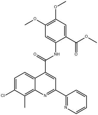 methyl 2-(7-chloro-8-methyl-2-(pyridin-2-yl)quinoline-4-carboxamido)-4,5-dimethoxybenzoate Struktur