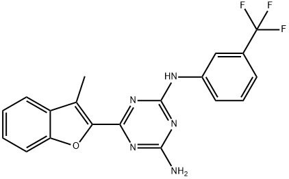 6-(3-methyl-1-benzofuran-2-yl)-2-N-[3-(trifluoromethyl)phenyl]-1,3,5-triazine-2,4-diamine Struktur