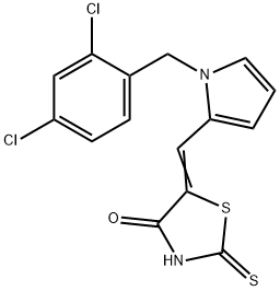 (5Z)-5-[[1-[(2,4-dichlorophenyl)methyl]pyrrol-2-yl]methylidene]-2-sulfanylidene-1,3-thiazolidin-4-one Struktur