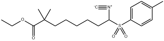 Octanoic acid, 8-isocyano-2,2-dimethyl-8-[(4-methylphenyl)sulfonyl]-, ethyl ester Struktur