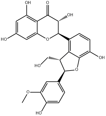 4H-1-Benzopyran-4-one, 2-[(2R,3S)-2,3-dihydro-7-hydroxy-2-(4-hydroxy-3-methoxyphenyl)-3-(hydroxymethyl)-4-benzofuranyl]-2,3-dihydro-3,5,7-trihydroxy-, (2R,3R)- Struktur