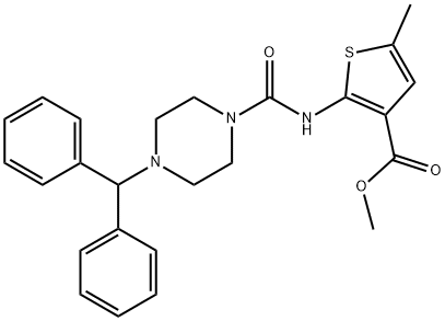 methyl 2-(4-benzhydrylpiperazine-1-carboxamido)-5-methylthiophene-3-carboxylate Struktur