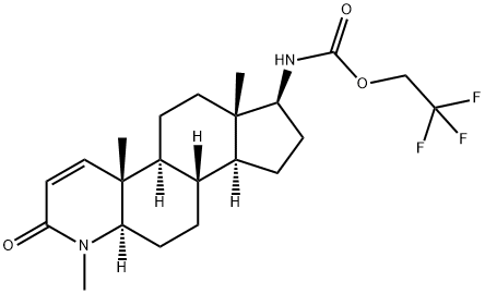 Carbamic acid, N-[(4aR,4bS,6aS,7S,9aS,9bS,11aR)-2,4a,4b,5,6,6a,7,8,9,9a,9b,10,11,11a-tetradecahydro-1,4a,6a-trimethyl-2-oxo-1H-indeno[5,4-f]quinolin-7-yl]-, 2,2,2-trifluoroethyl ester Struktur