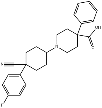 4-Piperidinecarboxylic acid, 1-[4-cyano-4-(4-fluorophenyl)cyclohexyl]-4-phenyl- Struktur