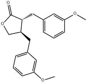 2(3H)-Furanone, dihydro-3,4-bis[(3-methoxyphenyl)methyl]-, (3R,4R)- Struktur