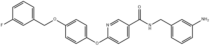 3-Pyridinecarboxamide, N-[(3-aminophenyl)methyl]-6-[4-[(3-fluorophenyl)methoxy]phenoxy]- Struktur