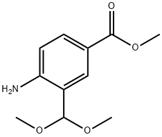 Benzoic acid, 4-amino-3-(dimethoxymethyl)-, methyl ester Struktur