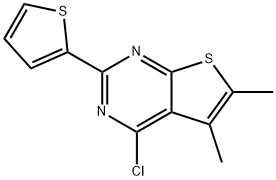 Thieno[2,3-d]pyrimidine, 4-chloro-5,6-dimethyl-2-(2-thienyl)- Struktur