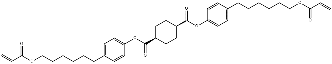 1,4-Cyclohexanedicarboxylic acid, 1,4-bis[4-[6-[(1-oxo-2-propen-1-yl)oxy]hexyl]phenyl] ester, trans- Struktur