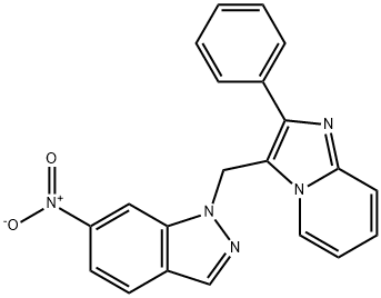 1H-Indazole, 6-nitro-1-[(2-phenylimidazo[1,2-a]pyridin-3-yl)methyl]- Struktur