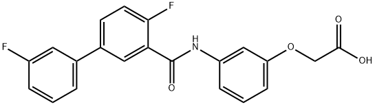 Acetic acid, 2-[3-[[(3',4-difluoro[1,1'-biphenyl]-3-yl)carbonyl]amino]phenoxy]- Struktur