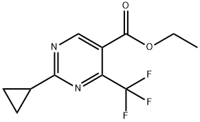 5-Pyrimidinecarboxylic acid, 2-cyclopropyl-4-(trifluoromethyl)-, ethyl ester Struktur