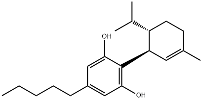 1,3-Benzenediol, 2-[(1S,6S)-3-methyl-6-(1-methylethyl)-2-cyclohexen-1-yl]-5-pentyl- Struktur