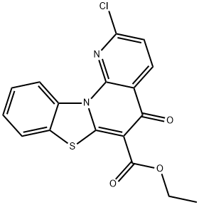 5H-?Benzothiazolo[3,?2-?a]?[1,?8]?naphthyridine-?6-?carboxylic acid, 2-?chloro-?5-?oxo-?, ethyl ester Struktur