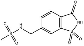 Methanesulfonamide, N-[(2,3-dihydro-1,1-dioxido-3-oxo-1,2-benzisothiazol-6-yl)methyl]- Struktur